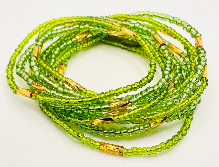 Twirl Waist Beads ~ Lime & Gold