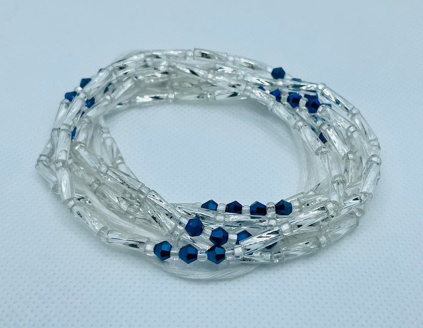 Jelly Waist Beads ~ Blue & Silver