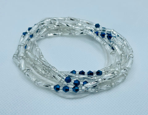 Jelly Waist Beads ~ Blue & Silver