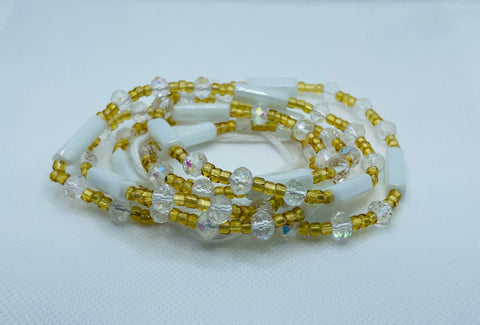 Stone Waist Beads ~ Gold & White