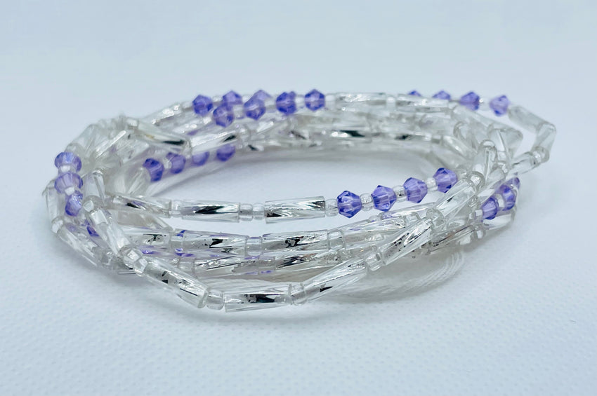 Jelly Waist Beads ~ Lilac & Silver