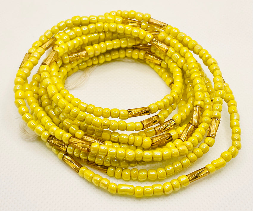 Twirl Waist Beads ~ Yellow & Gold