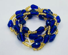 Dripp Waist Beads ~ Blue & Gold