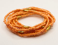 Twirl Waist Beads ~ Orange & Gold