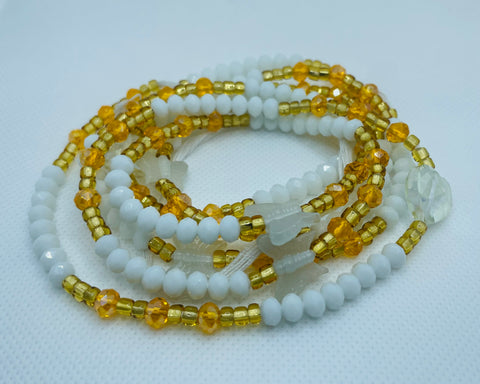 B Fly Waist Beads ~ Citrus & White