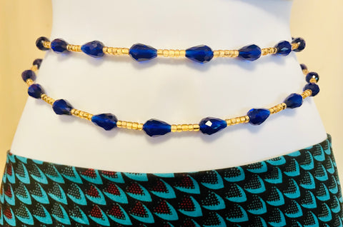 Dripp Waist Beads ~ Blue & Gold