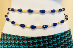 Dripp Waist Beads ~ Blue & Gold