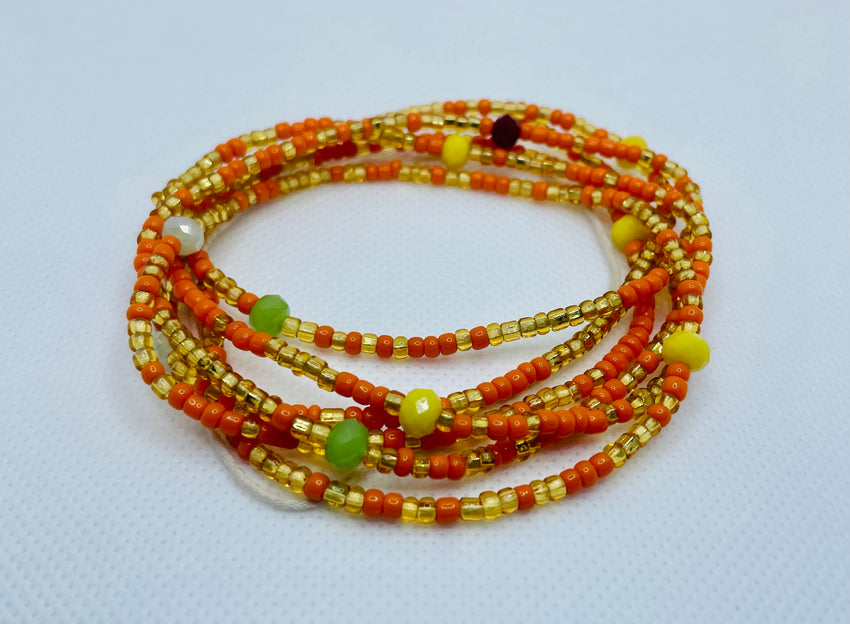 Let’s Roll Waist Beads ~ Orange