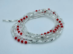 Jelly Waist Beads ~ Red & Silver