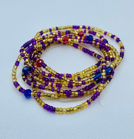 Blitz Waist Beads ~ Purple & Gold