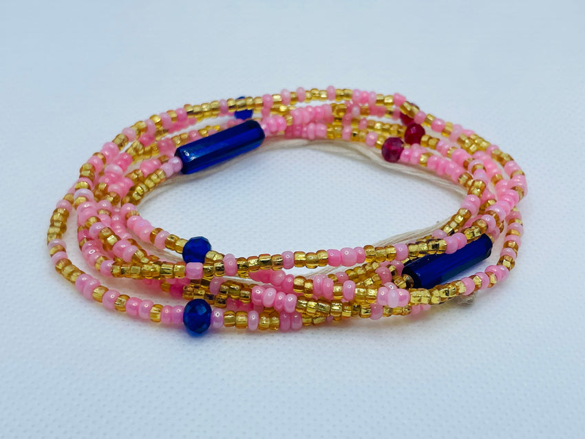 Blitz Deluxe Waist Beads ~ Pink & Gold (L)